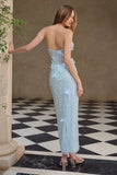 A1487 Carmen Feathered Fitted Column Dress Andrea Leo