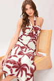 PALM SIREN TROPICAL PRINT MIDI DRESS