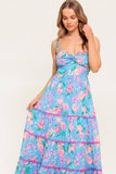 SOFT BLOOMS FLORAL MIDI DRESS BLUE