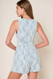 MOMENT MAKER LACE DENIM ROMPER BLUE