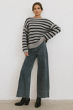 Azuline Striped Sweater in Grey FINAL SALE