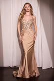 Heidi Gown Fit Flare Stretch Satin Crystal Embellished Dress
