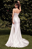 Teagan Gown Off White Fitted Satin Lace Dress