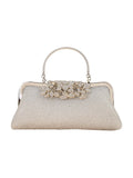 Womens Flower Rhinestones Top Handle Evening Clutch Bags