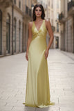 Odette Maxi Dress Yellow Open Back With Adjustable Bow Tie Detail