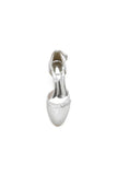 Chic White Lace Pointed Toe Heels with Silver Heel