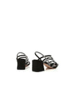 Black Rhinestones Strappy Chunky Heels