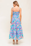SOFT BLOOMS FLORAL MIDI DRESS BLUE
