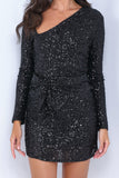 Kia Sequin Mini Dress Black