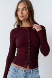 Mia Button Up Top in Burgundy