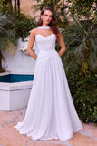 Kimberly Gown Off White Chiffon A line Dress With Scarf