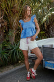 Poppy Ruffle Denim Top FINAL SALE