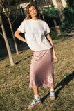 Beau Lace Trim Midi Skirt in Mauve FINAL SALE