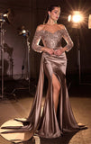Donna Gown Evening Dress with Lace Sleeves