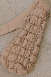 Aliyah Quilted Sling Bag in Tan