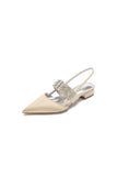 Pointed Toe Rhinestone Beaded Kitten Heels