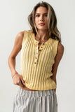 Lina Pointelle Knit Tank in Yellow