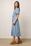 Malik Floral Midi Dress in Blue FINAL SALE