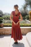 Marlon Maxi Dress in Red Brown