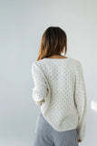 Margot Pointelle Sweater in Heather White FINAL SALE