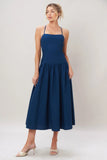 REFINED FLOW NAVY MIDI DRESS