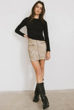 Quinlen Vegan Leather Mini Skirt in Tan FINAL SALE