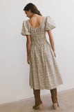 Lucille Smocked Floral Dress in Olive FINAL SALE