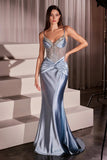 Nyx Gown Sheer Embellished Bodice Satin Gown