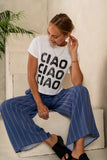 Emery Striped Wide Leg Pants in Indigo FINAL SALE