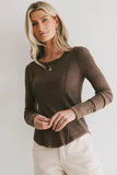 Sailor Ribbed Top in Brown FINAL SALE