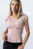 Mallory Pleated Blouse in Pink