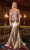 Stella Evening Gown Embroidered Long Sleeve Formal Dress