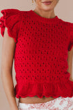 Shelly Ruffled Sweater in Red FINAL SALE