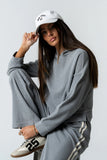 Kourtney Waffle Knit Hoodie in Grey