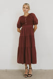 Leandra Midi Dress in Burgundy FINAL SALE