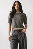 Rumple Contrast Top in Charcoal