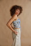 Delphine Lace Up Floral Satin Corset Top