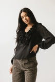 Calispell Sheer Collared Blouse in Black FINAL SALE