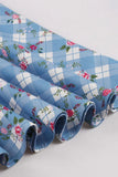 Printed Plaid Short Sleeveless Hepburn Style Vintage Dress