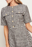 ELEGANT CHECK BROWN TWEED MINI DRESS FINAL SALE