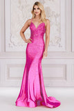 Novalee Gown Hot Pink Hot Stone Dress With Lace Up Back