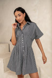 Erica Button Front Mini Dress in Grey FINAL SALE