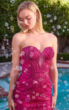 Maddox Gown Magenta STRAPLESS GLITTER EMBELLISHED GOWN
