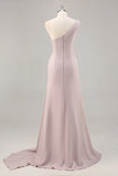 One Shoulder Mermaid Ruched Khaki Maxi Dress