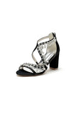 Sexy Open Toe Thin Strap Chunky Heels With Rhinestone