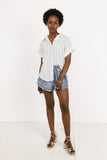 Topanga Striped Button Up in White FINAL SALE