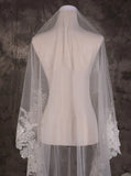 Vintage One Tier Lace Edge With Tulle Wedding Veil