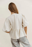 Corey Peplum Top in Tan