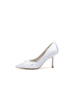 White Wedding Shoes Stiletto Heel Satin With Lace
