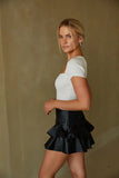 Addie Faux Leather Ruffle Skort